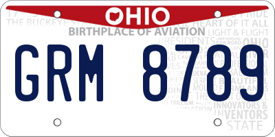 OH license plate GRM8789