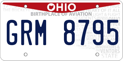 OH license plate GRM8795