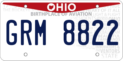 OH license plate GRM8822