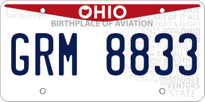 OH license plate GRM8833