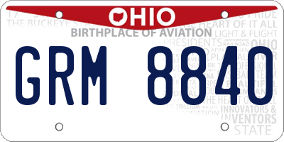 OH license plate GRM8840