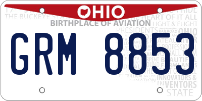 OH license plate GRM8853