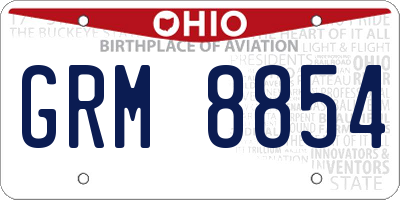 OH license plate GRM8854