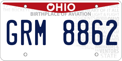OH license plate GRM8862