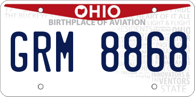 OH license plate GRM8868