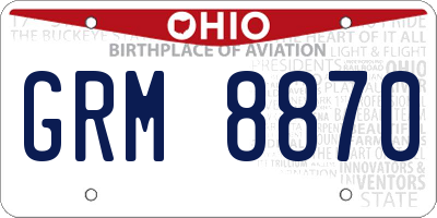 OH license plate GRM8870