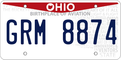 OH license plate GRM8874