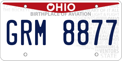 OH license plate GRM8877