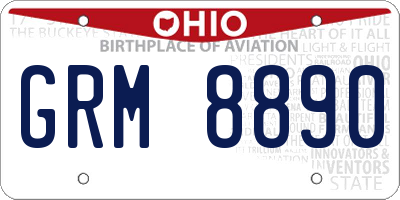 OH license plate GRM8890