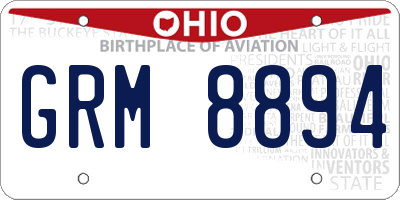 OH license plate GRM8894