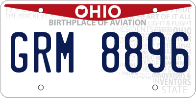 OH license plate GRM8896