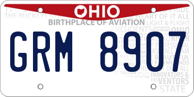 OH license plate GRM8907
