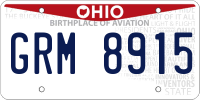 OH license plate GRM8915