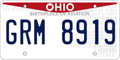 OH license plate GRM8919