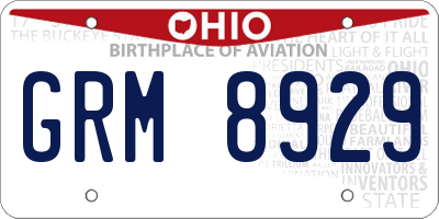 OH license plate GRM8929
