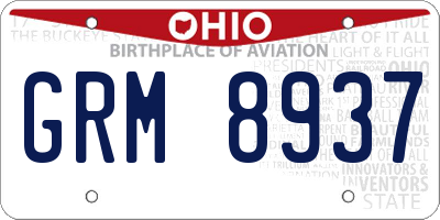 OH license plate GRM8937