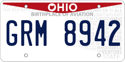 OH license plate GRM8942