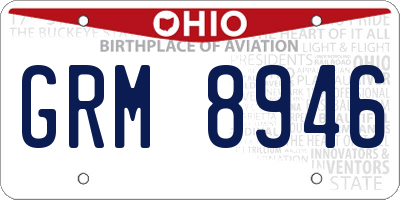 OH license plate GRM8946