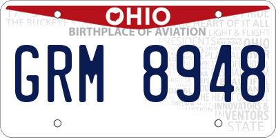 OH license plate GRM8948
