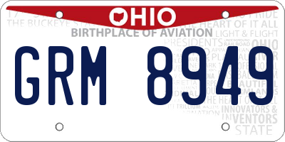 OH license plate GRM8949
