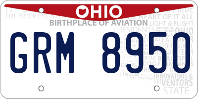 OH license plate GRM8950