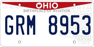 OH license plate GRM8953