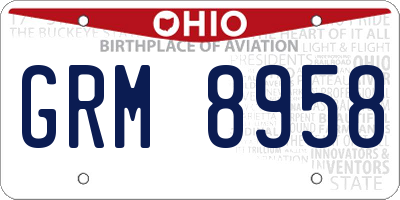 OH license plate GRM8958