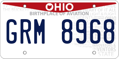 OH license plate GRM8968