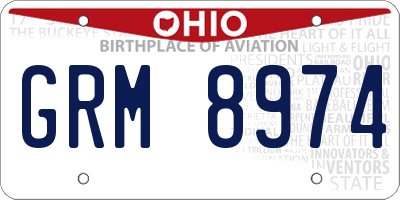 OH license plate GRM8974