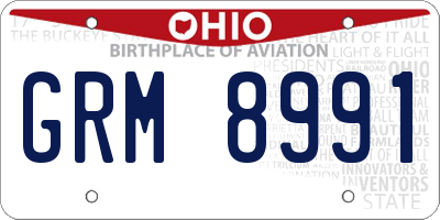 OH license plate GRM8991