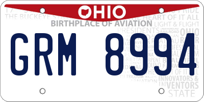 OH license plate GRM8994