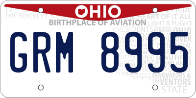 OH license plate GRM8995