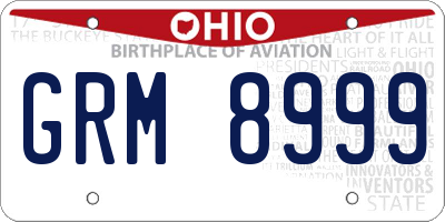 OH license plate GRM8999