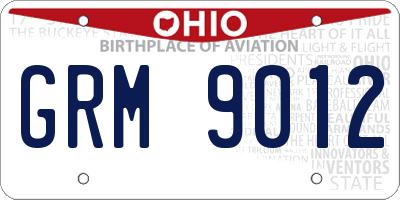 OH license plate GRM9012