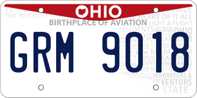 OH license plate GRM9018