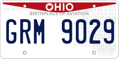 OH license plate GRM9029
