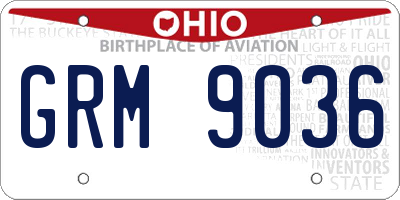 OH license plate GRM9036