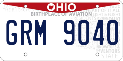 OH license plate GRM9040