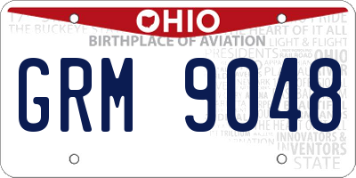 OH license plate GRM9048