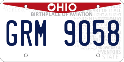 OH license plate GRM9058