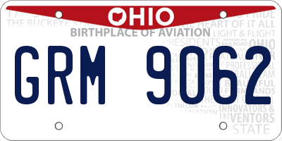 OH license plate GRM9062