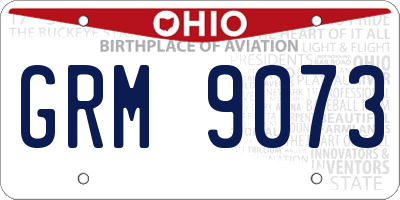 OH license plate GRM9073