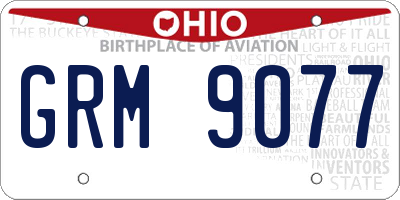 OH license plate GRM9077