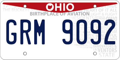 OH license plate GRM9092