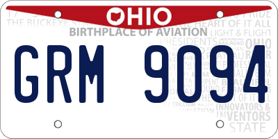 OH license plate GRM9094