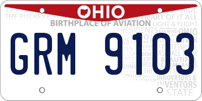 OH license plate GRM9103