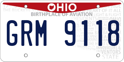 OH license plate GRM9118