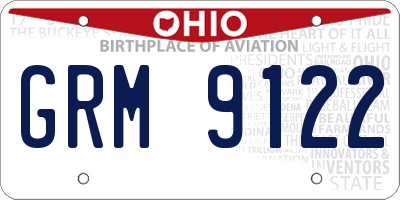 OH license plate GRM9122