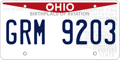 OH license plate GRM9203