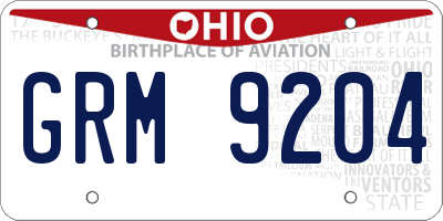 OH license plate GRM9204